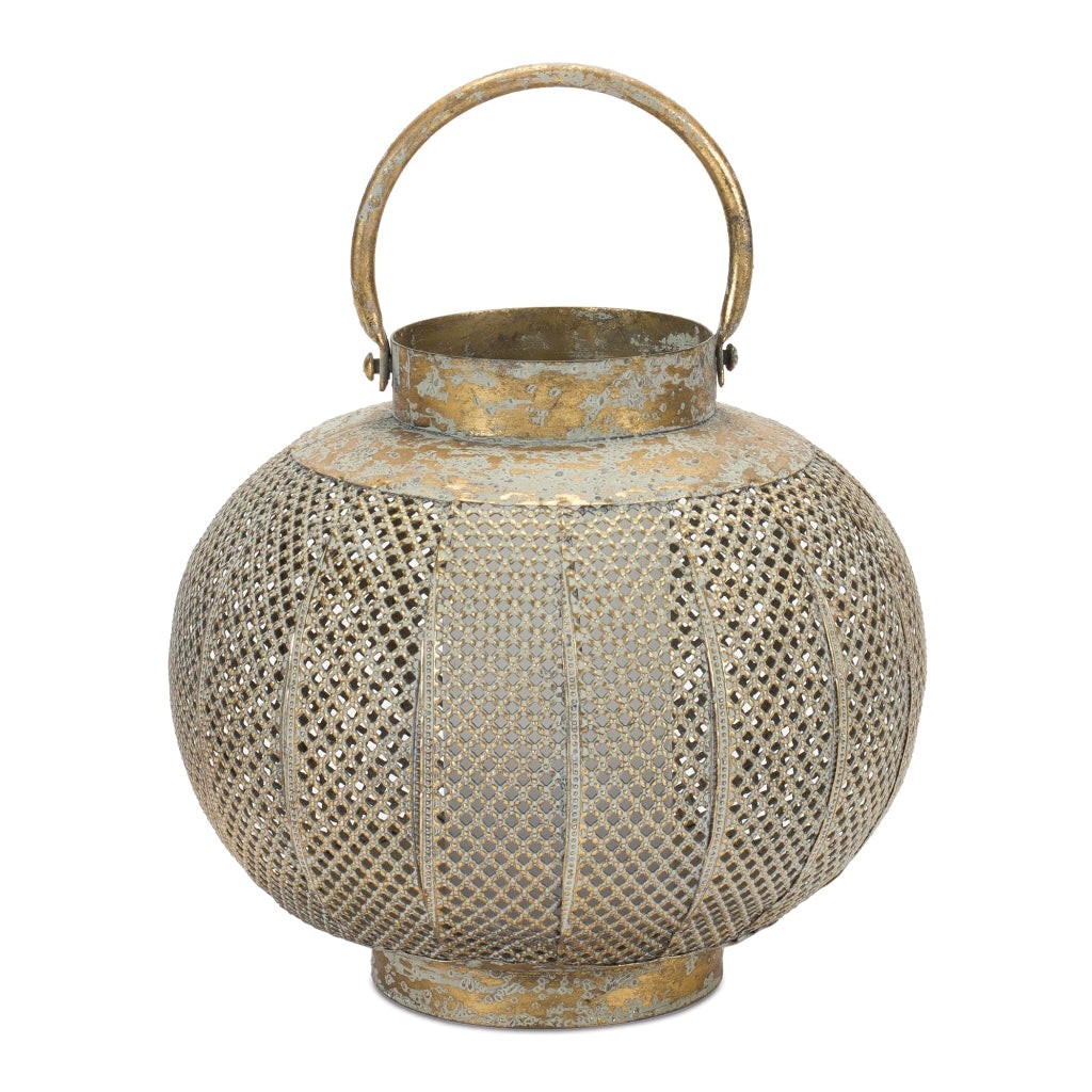 Boho Distressed Metal Lantern Candle Holder Moroccan Home Decor Accent gallery