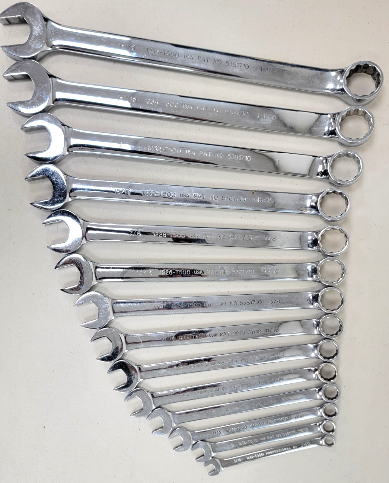 Proto TOOLS 500 14-Piece 12 pt. SAE Combination Wrench Set 5/16" - 1-1/8" USA gallery