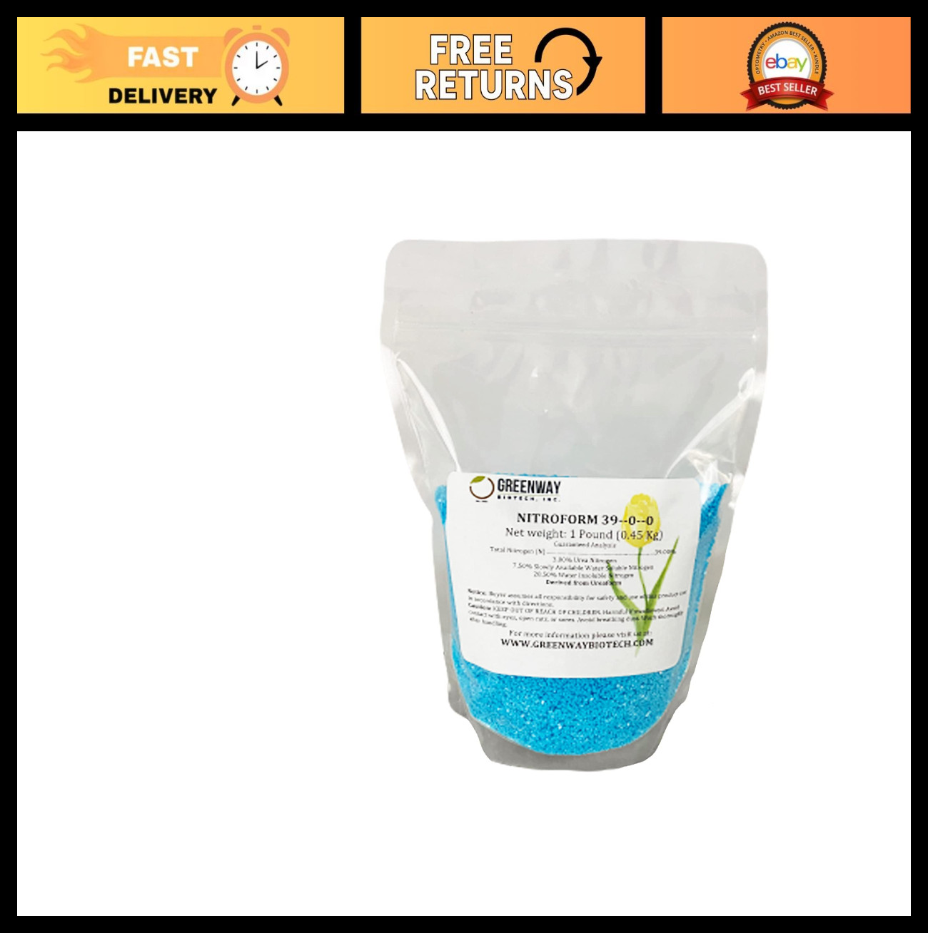 Nitrogen Fertilizer 39-0-0 Slow Release for Plants & Lawn - 2 lbs Urea & Water S gallery