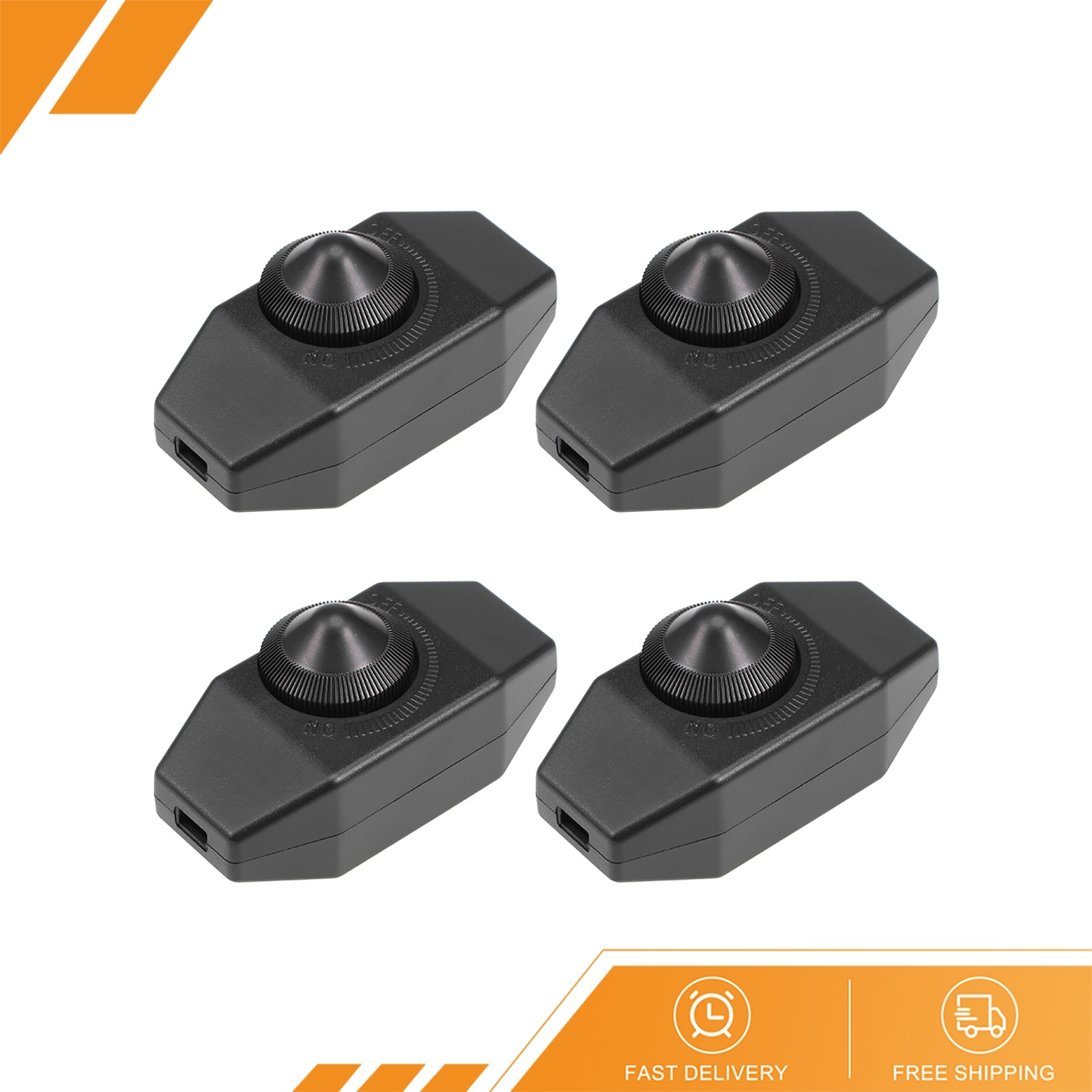 4 x Rotary Cord Switch AC 250V 2A Slide Control Lamp Dimmer 100-Watt Black gallery