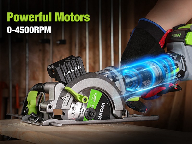 WORKPRO 20V Cordless Mini Circular Saw 4-1/2" Compact Circular Saw w/3 Blade NEW gallery