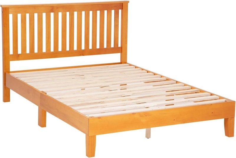 Wood Platform Bed Frame Solid Wood Foundation/Wood Slats Support with Headboard gallery