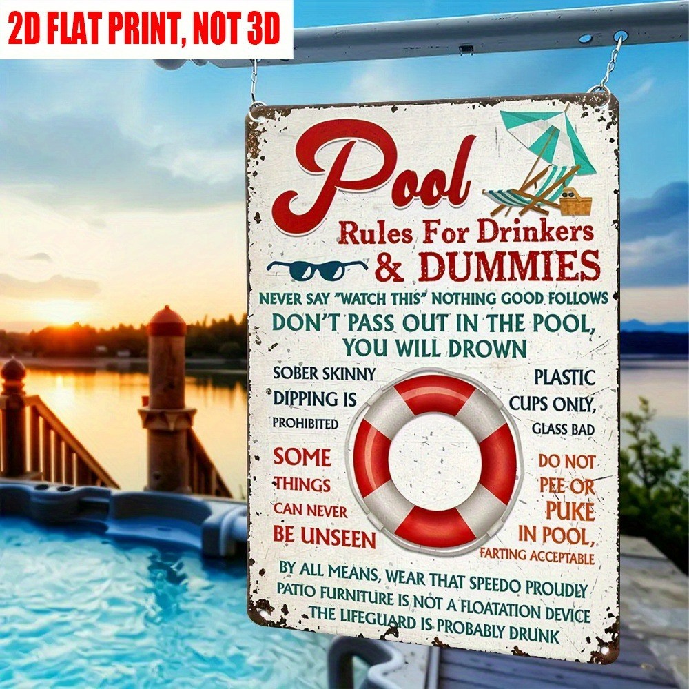 Retro Funny Pool Rule Metal Sign Wall Decor Backyard Swimming Pool Patio Outdoor gallery