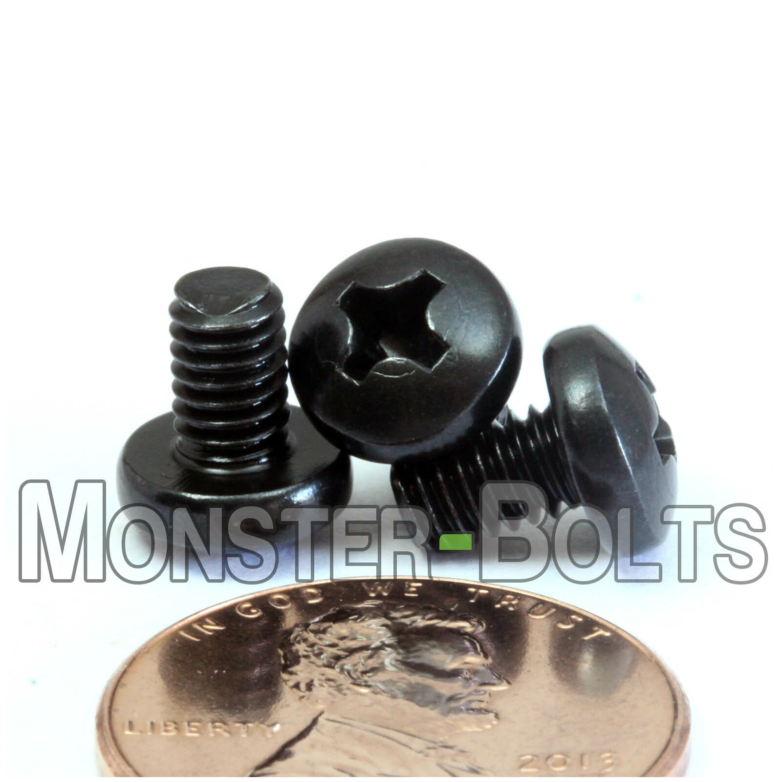 M4 x 6mm Phillips Pan Head Machine Screws, Steel w/ Black Oxide DIN 7985A gallery