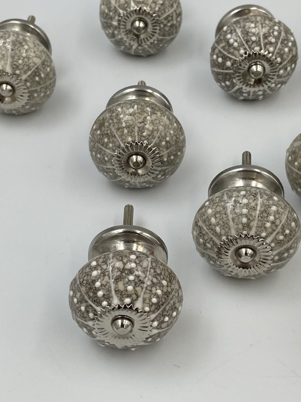 14 Drawer Cabinet Knobs Pulls White Gray Silver Mandala Veined H2 gallery