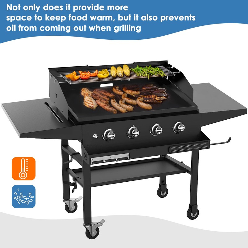 Universal Griddle Wind Guard and Warming Rack Set for Griddle From 28" to 36"... gallery