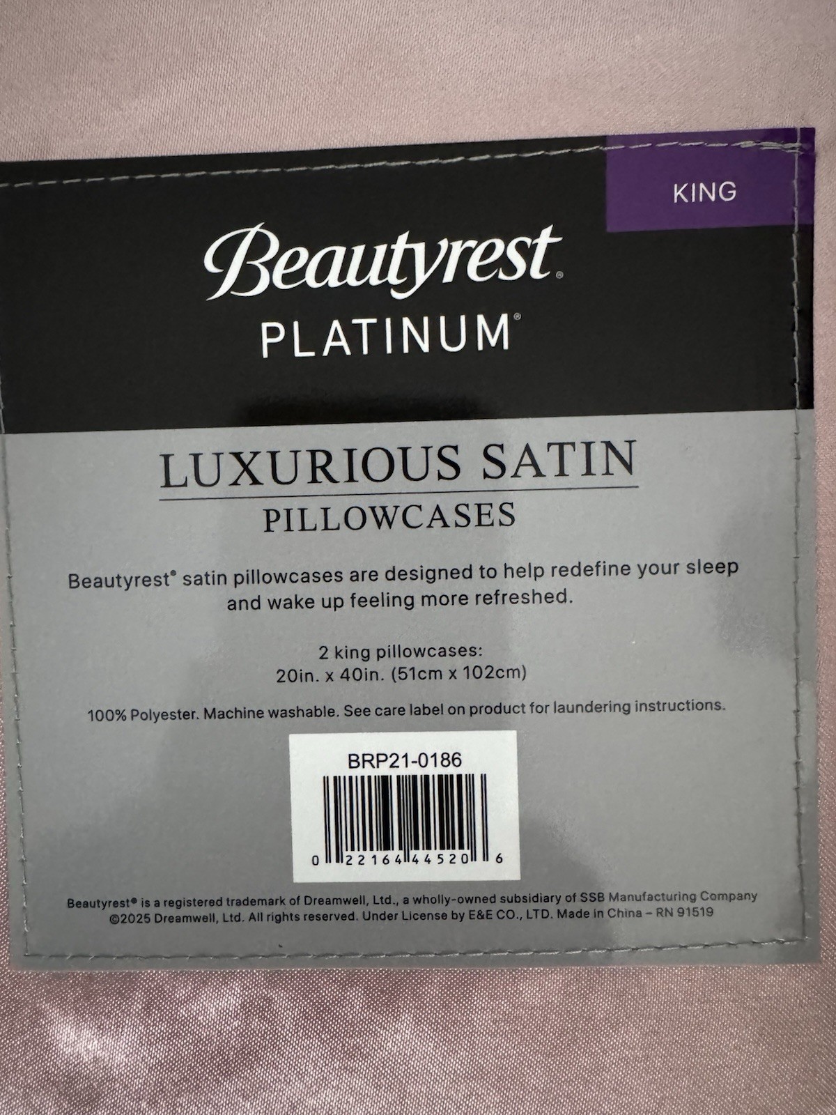 (2 Pack) Beautyrest King Luxurious Satin Silk Pillowcase Color Blush Pillow Pink gallery