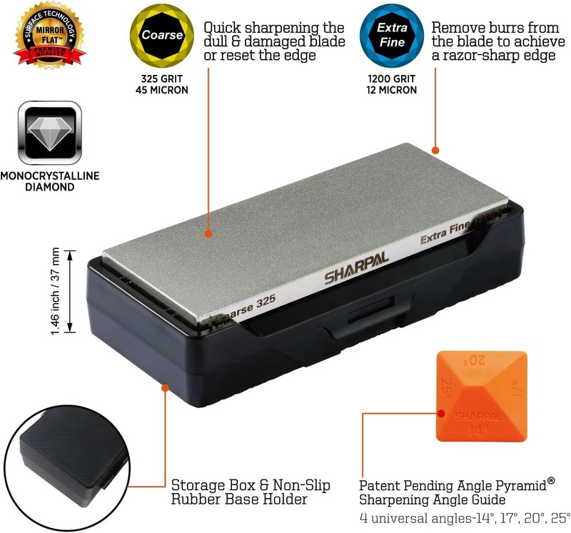 Double Sided Diamond Knife Sharpener 325 1200 Grit with Case gallery