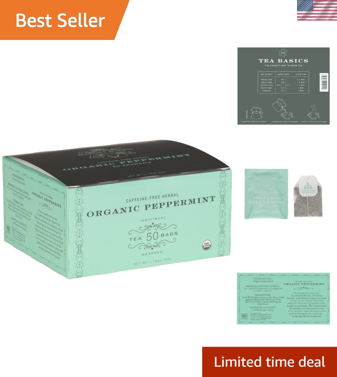 50 Count Organic Peppermint Tea - Caffeine-Free, Great for Afternoon Relaxation gallery