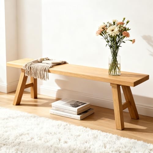 Solid Wood Entryway Bench - 39.3" Rustic Farmhouse 39.3*10.2*17.7in/100*26*45cm gallery
