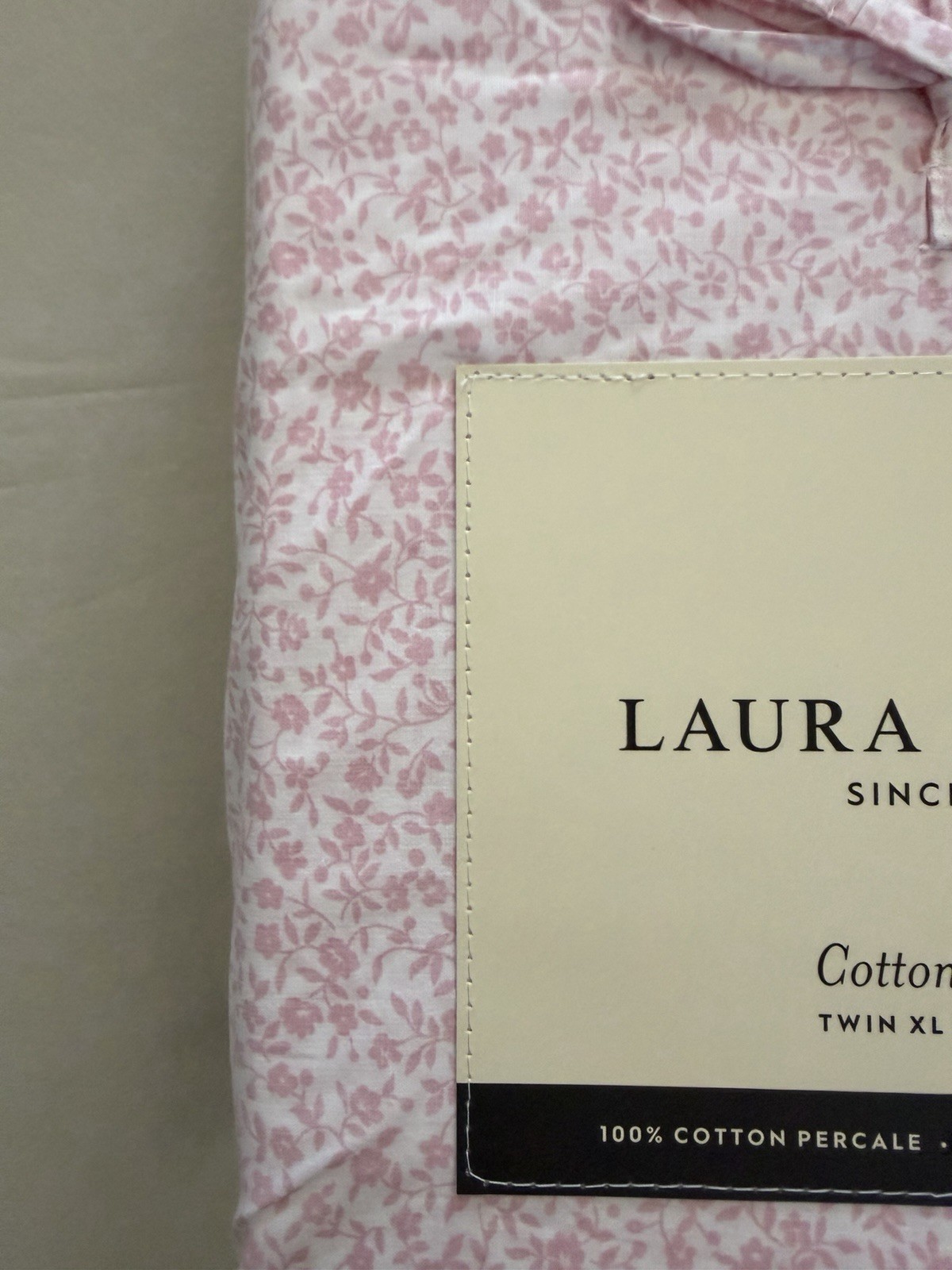 NEW 3pc Laura Ashley Twin XL Sheet Set Petite Floral CHELSEA VINE PINK & White gallery