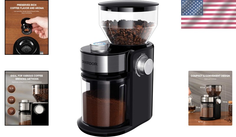 Compact Electric Burr Mill Coffee Grinder with 16 Settings for Any Brew Method gallery