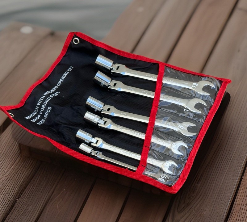6pcs 12 Point Flex Head Socket Wrench Metric Open End Spanner Wrenches 10 ~ 19mm gallery
