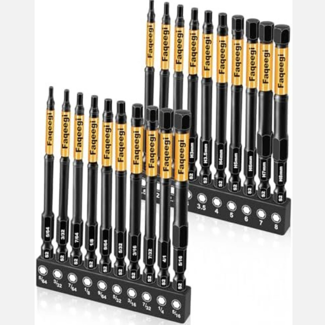 4-Inch Long Hex Bit Set 20PCS (Metric & SAE) Impact Allen Wrench/Key Drill Bit gallery