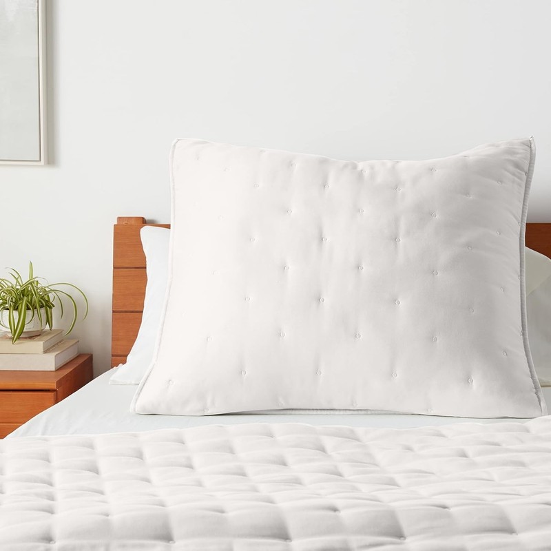 Recycled Polyester & Cotton Blend Quilted Sham Large Euro Ivory gallery
