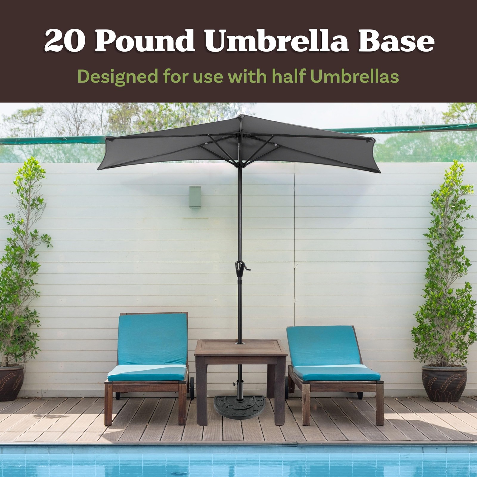 Half Round Umbrella Base - 20lb 19 inches x 12 x 13 inches, gallery