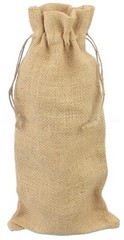 Burlap Wine Bags with Drawstring – 14″ – Natural Jute Burlap – 5 10 25 100 Pack