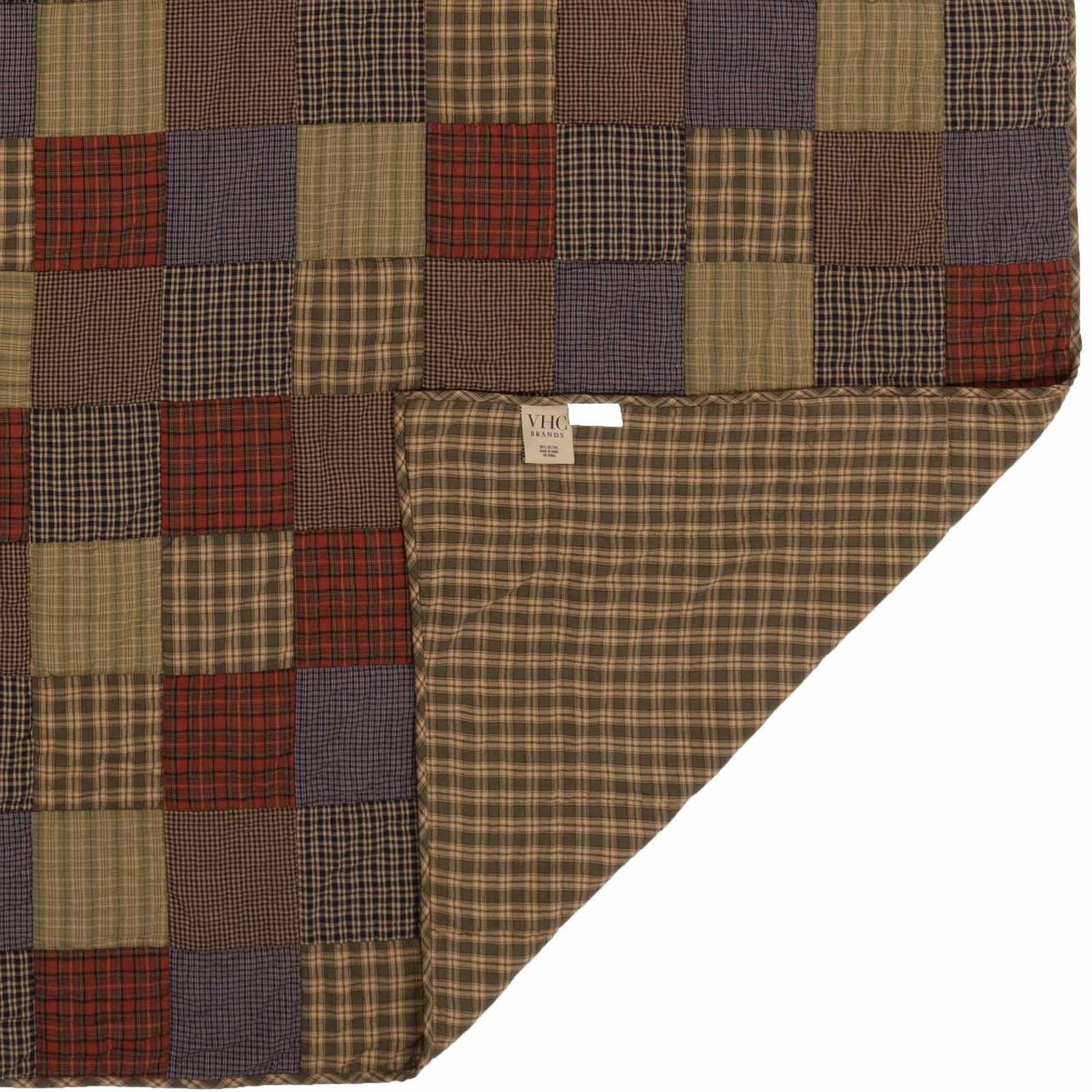 VHC Brands Rustic California King Quilt Green Patchwork Cedar Bedroom Decor gallery
