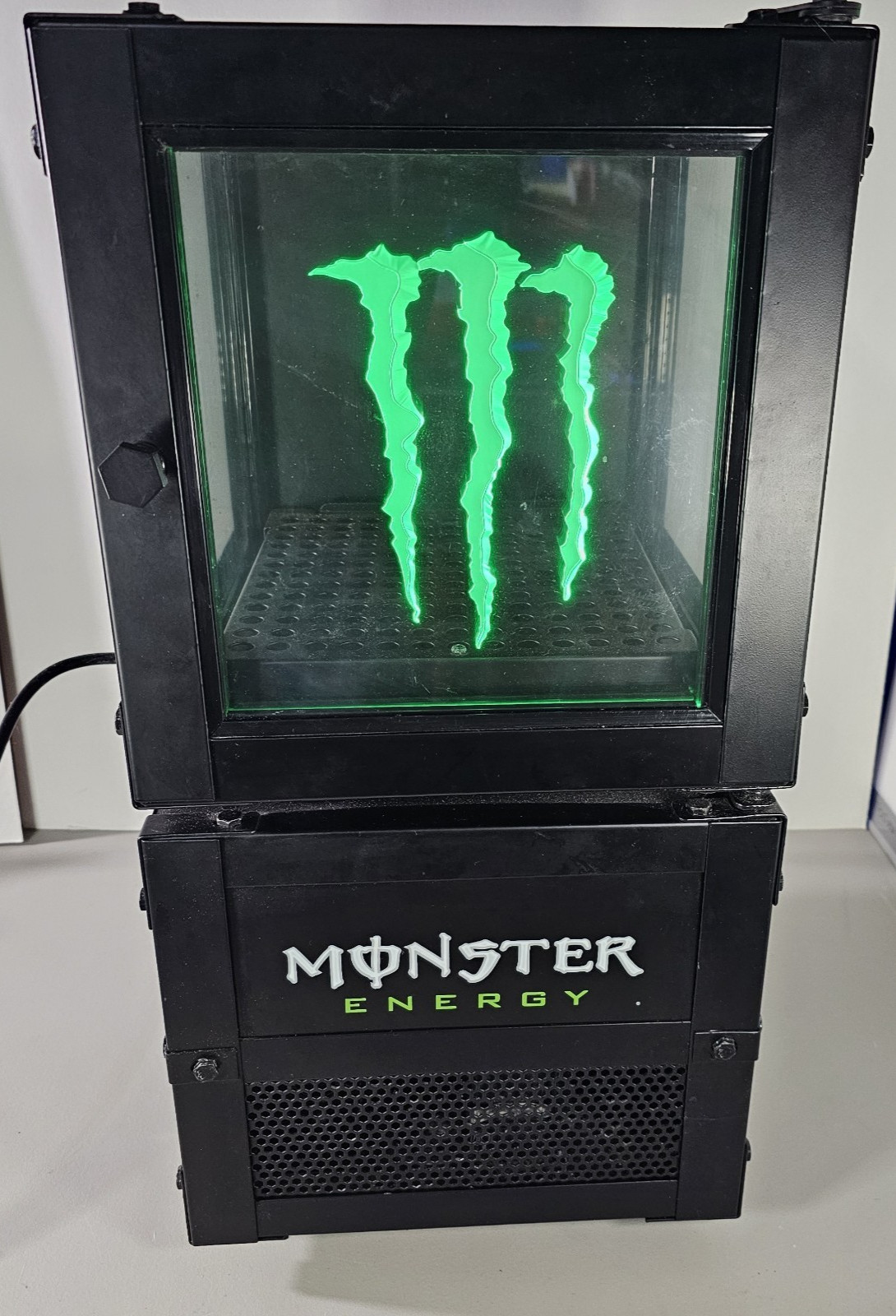 Monster Energy Mini Fridge Desktop Storage Countertop Display 11x11x22 Lit Door gallery