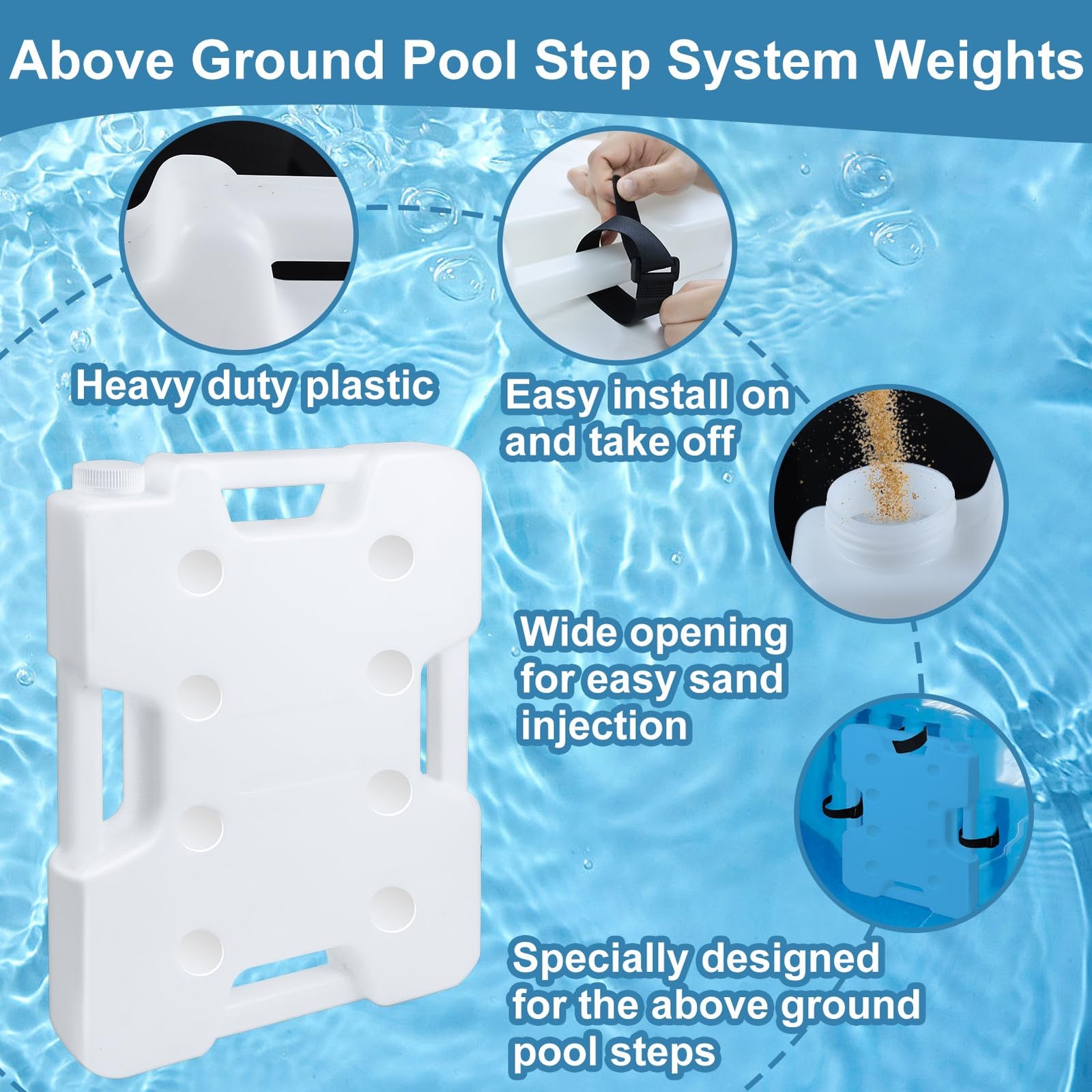 Pool Ladder Weights 2 Pack 52lb Anchor Removable Sand Bag White Swimming Above gallery