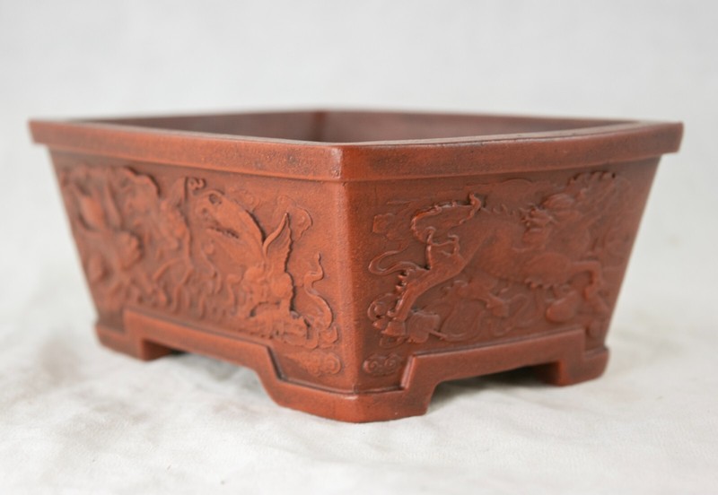 Vintage Rectangular Zisha Cactus & Succulent Bonsai Pot + Mesh 6"x 4.5"x 2.25" gallery