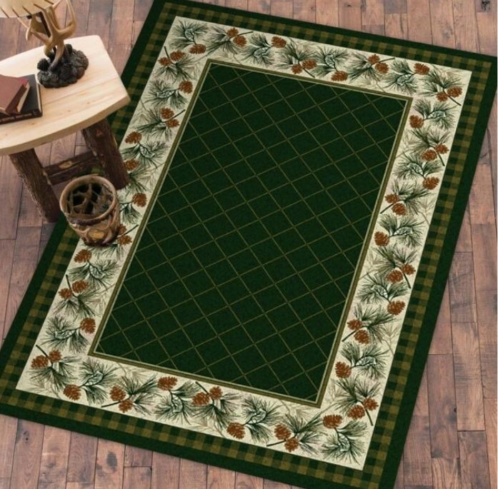 Evergreen Pinecone Nylon Rustic Lodge Country Cabin Area Rug 4'x5'