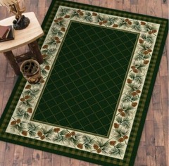 Evergreen Pinecone Nylon Rustic Lodge Country Cabin Area Rug 4’x5′