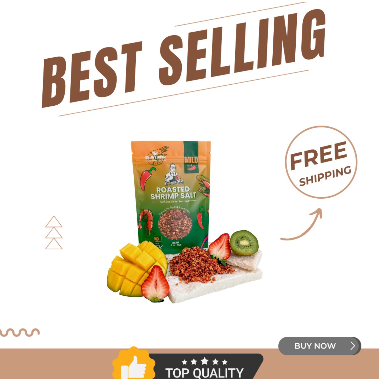 Mild Shrimp & Chili Salt - Elevate Dishes with Authentic Cambodian Crunch, 8 oz gallery