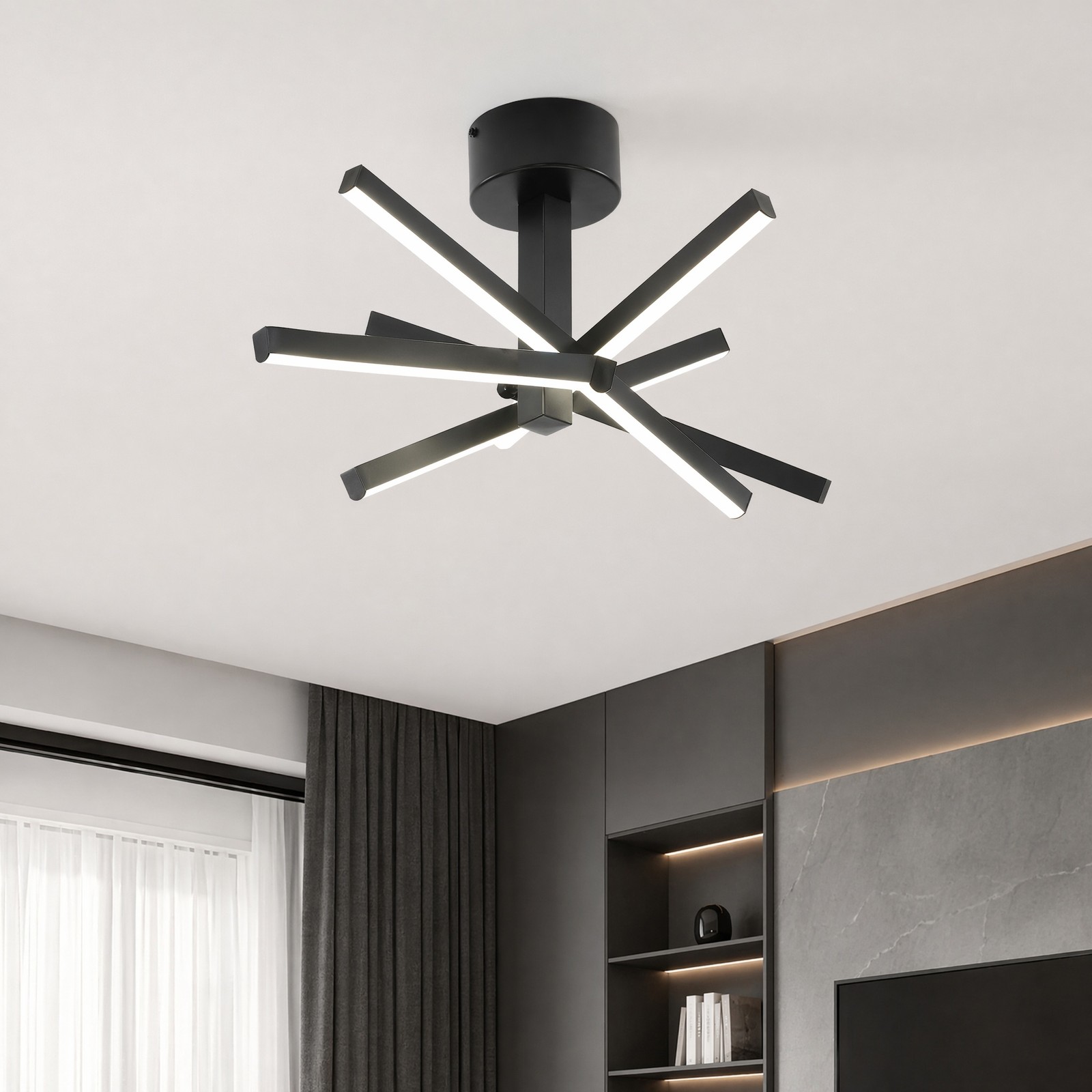 12'' Pendant LED Light Dimmable Chandelier for Living Room Kitchen Black Fixture gallery