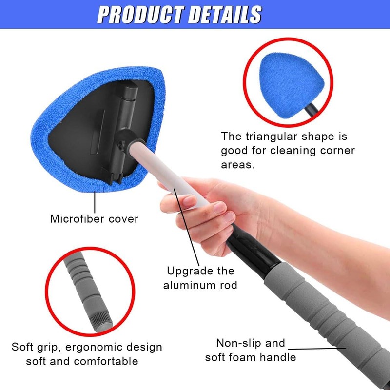 Windshield Cleaning Tool Kit Car Window Glass Wiper Cleaner Brush Pad Extendable gallery