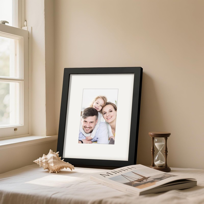 2 Pack 8x10 Picture Frames Solid Wood Black Wall Mount Tabletop gallery