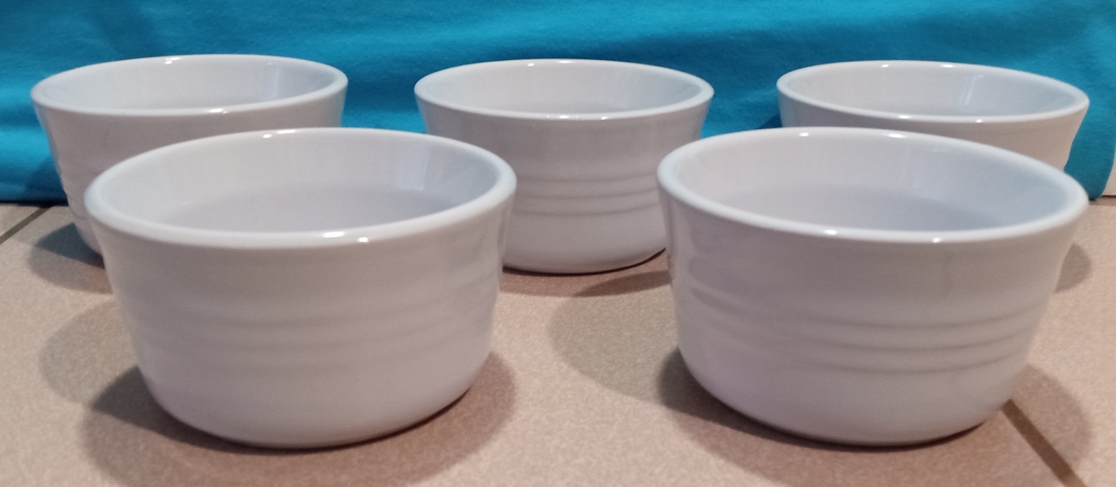 LE CREUSET WHITE Round RAMEKINS #10 SET OF 5 8oz France gallery