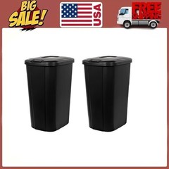 2-Pack Hefty 13.3Gallon Plastic Touch Top Kitchen Trash Can with Push Button Lid