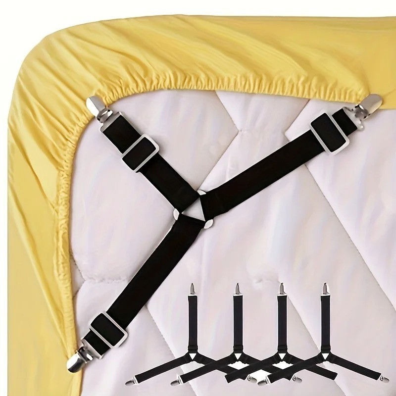 4 Pcs Adjustable Triangle Fitted Straps Fasteners Holders Garters for Bed Sheets