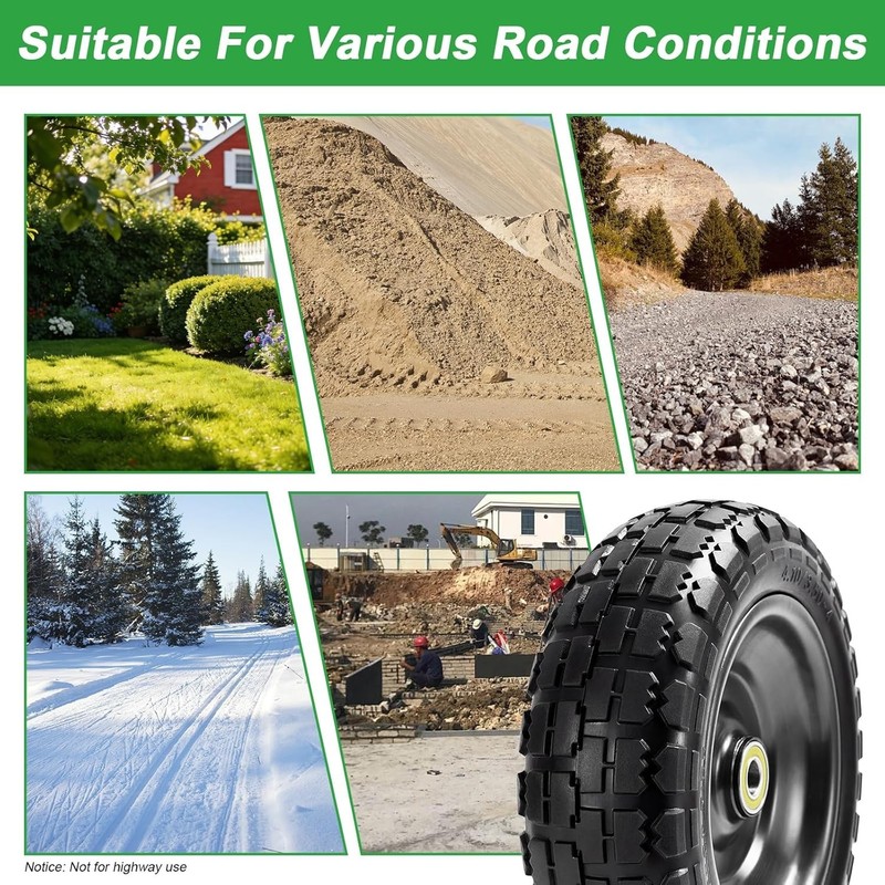 (2-Pack) 10" Replacement Tire for Gorilla Cart - Solid Polyurethane Flat-Free .. gallery