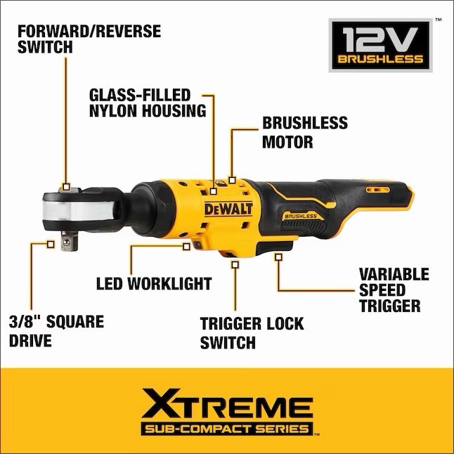 DEWALT XTREME DCF503B 12V 3/8inch Drive Cordless Ratchet Wrench TOOL ONLY NEW gallery