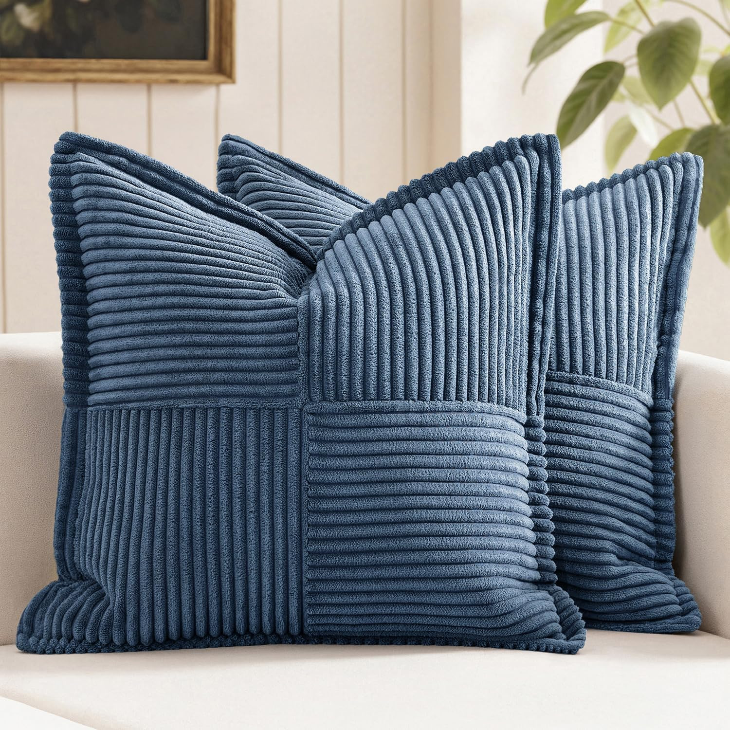 Decorative Throw Pillow Covers for Couch Bed Livingroom 20x20 Inch Set of 2 Blue gallery