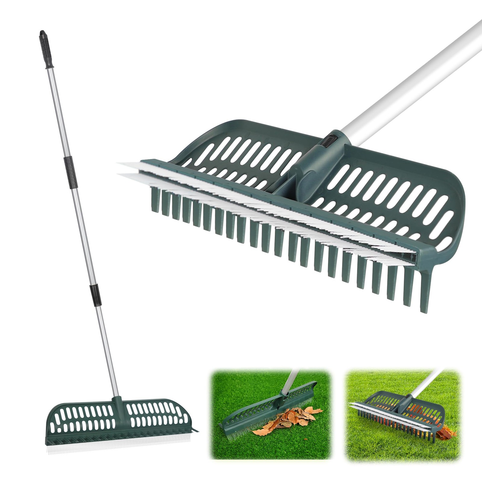 Garden Leaf Rake 2 in 1 Turf Rake for Artificial Grass and Lawn with Telescop... gallery