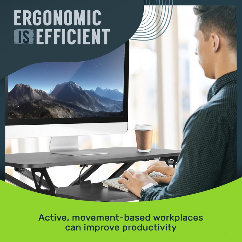 Techorbits Standing Desk Converter - 32 Inch Adjustable Sit to Stand up Workstat gallery