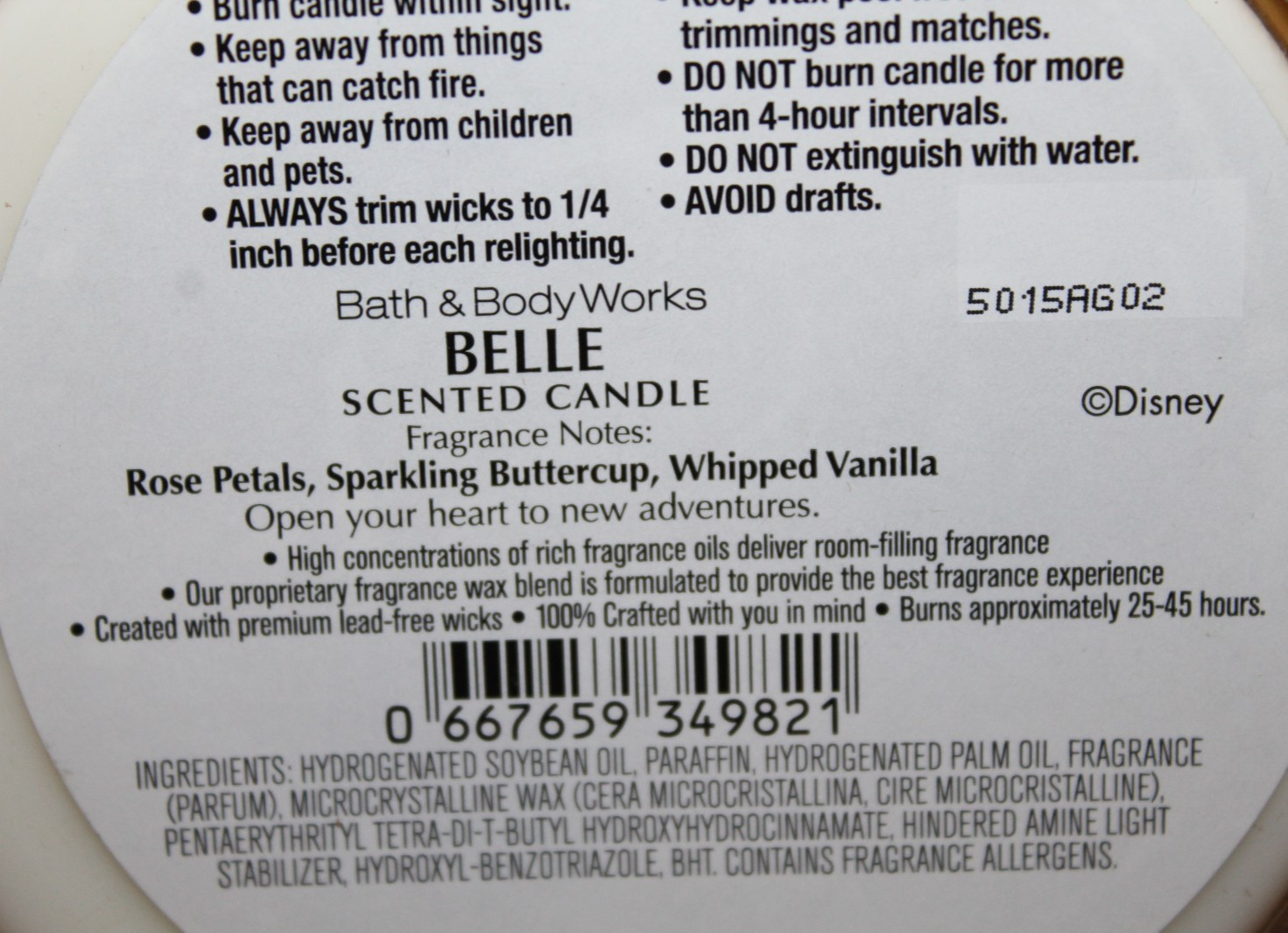 BATH & BODY WORKS DISNEY PRINCESS BELLE 3 WICK Candle 14.5 oz New! gallery