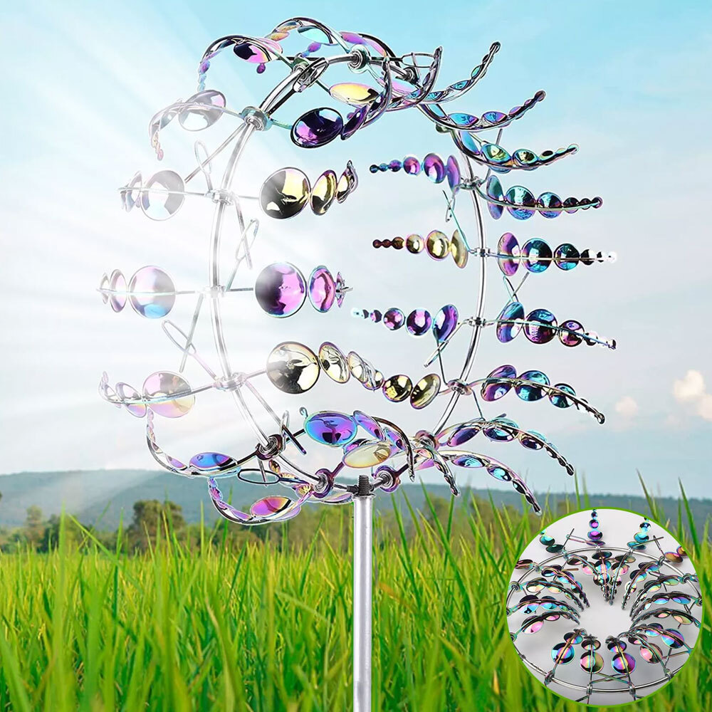 Magical Wind Powered Kinetic Windmill Metal And Sculpture Spinner Garden Unique gallery