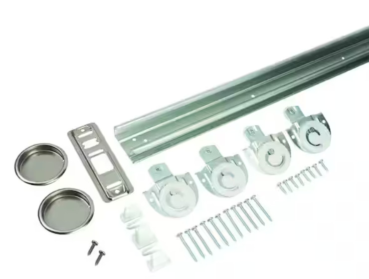 Sliding Closet Door Hardware Kit Steel Track Set Heavy Duty 48/60/72/96in gallery