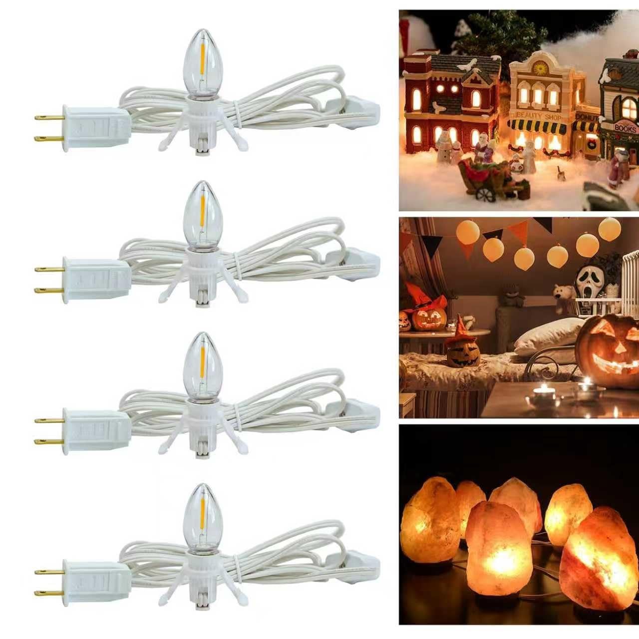 4 Pack Accessory Cord with C7 Light Bulb, 6 Ft Indoor Blow Mold Light Cord wi... gallery
