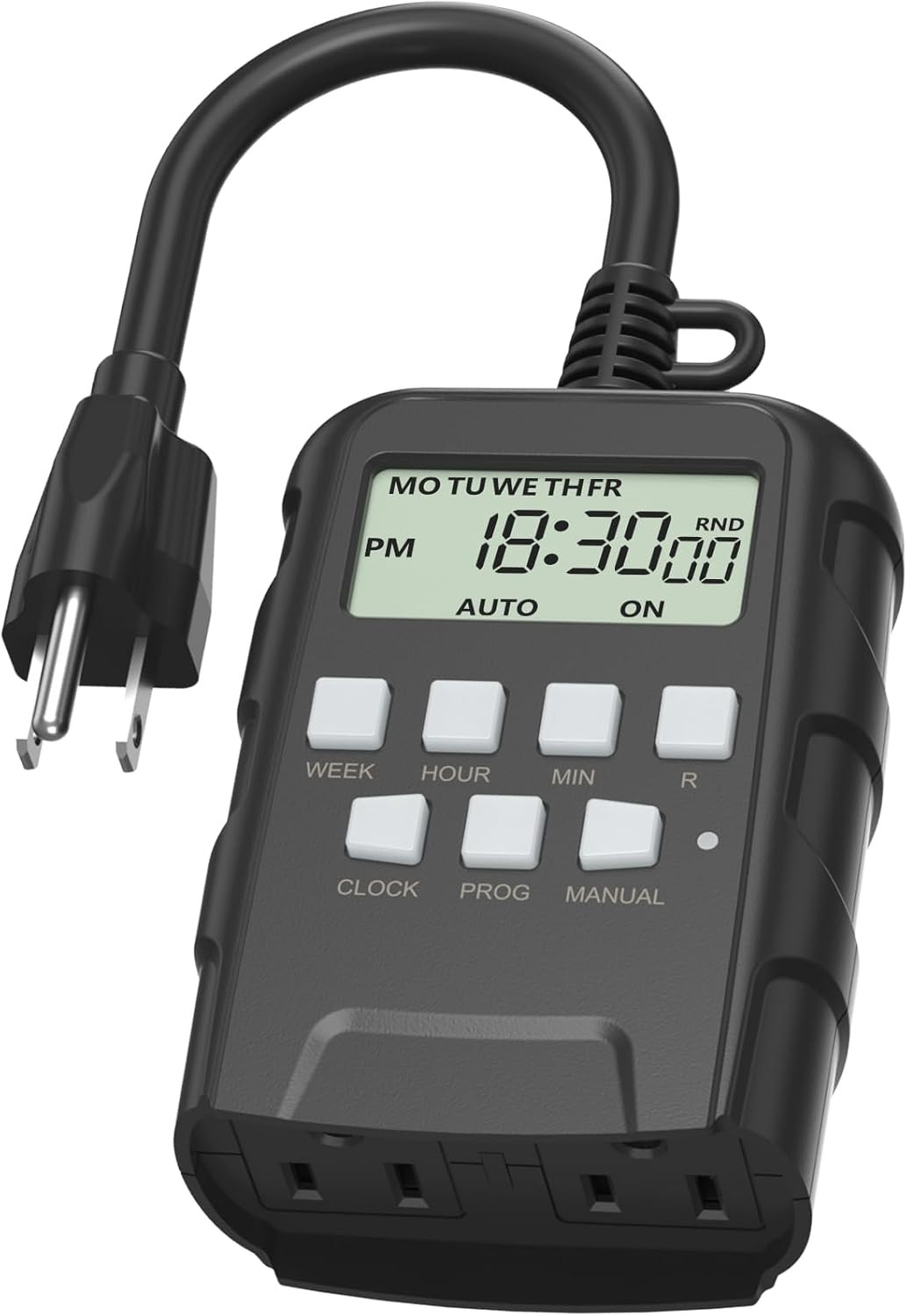 7 Day Outdoor Heavy Duty Digital Programmable Timer, 125VAC, 60Hz, Dual Outlet, gallery