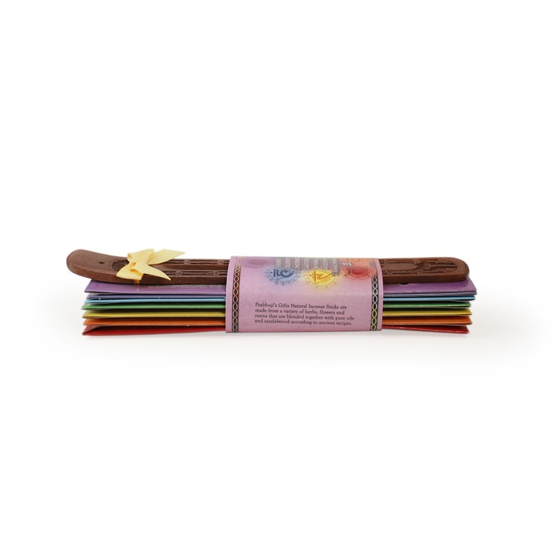 Incense Gift Set - Flat Burner, 7 Chakras Incense Stick & Purple Greeting Sleeve gallery