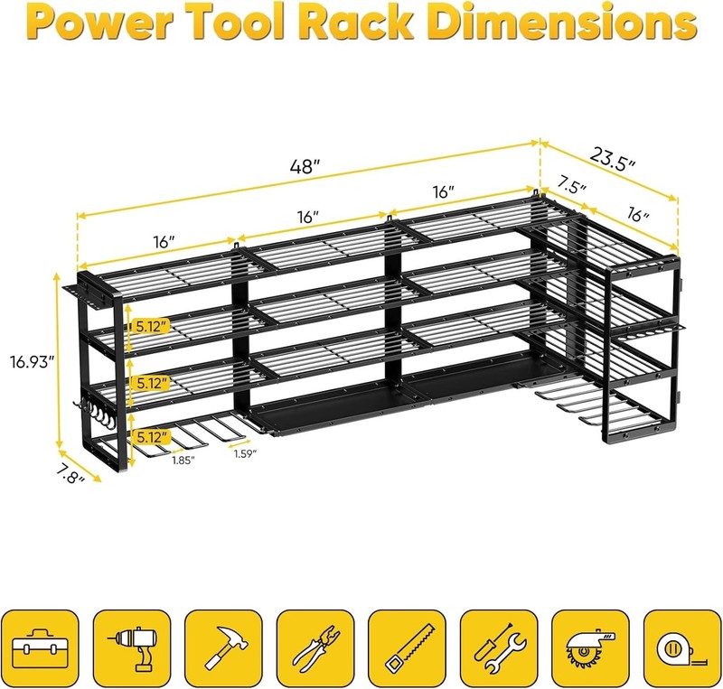 Professional Grade 64" Wall-Mounted Tool Organizer - 1000lbs Capacity & Stylish gallery