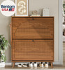 Shoe Storage Cabinet for Entryway with 2 Flip Drawers, Narrow Wood Shoe Cabinet gallery