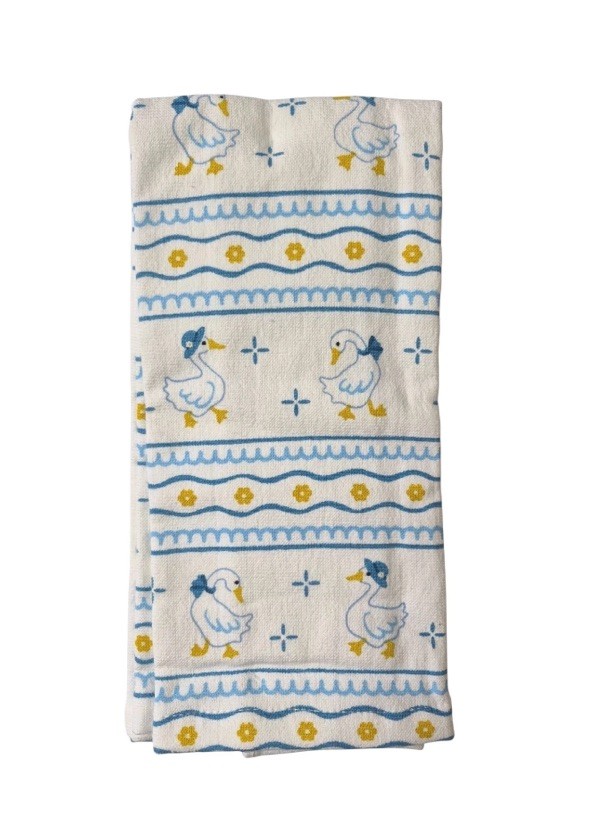 Cottage Goose Kitchen Towels Blue Yellow Geese Ducks Cotton (2) gallery
