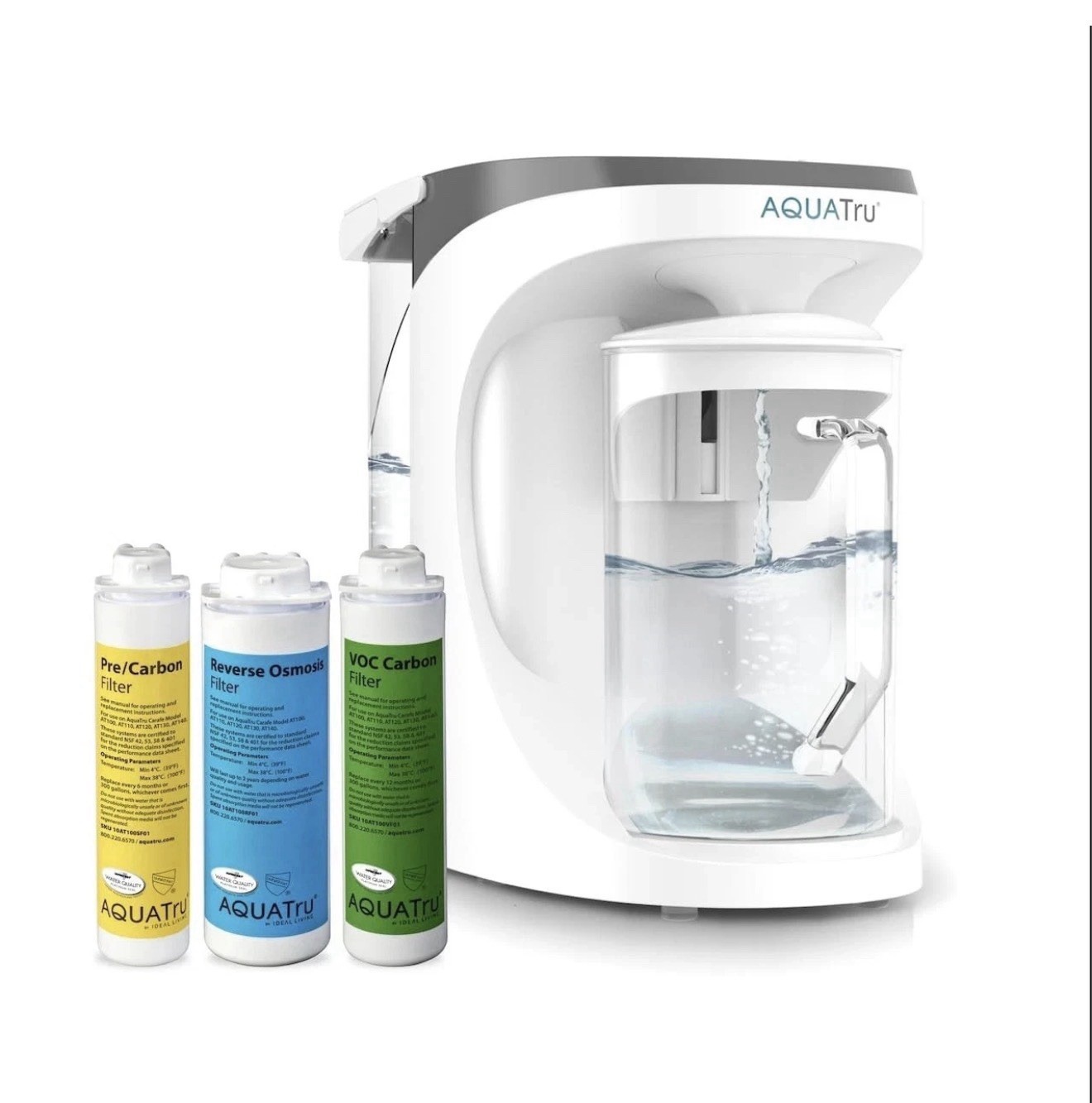 AQUATRU Carafe Countertop Reverse Osmosis Water Purifier Opened Box New Inside gallery