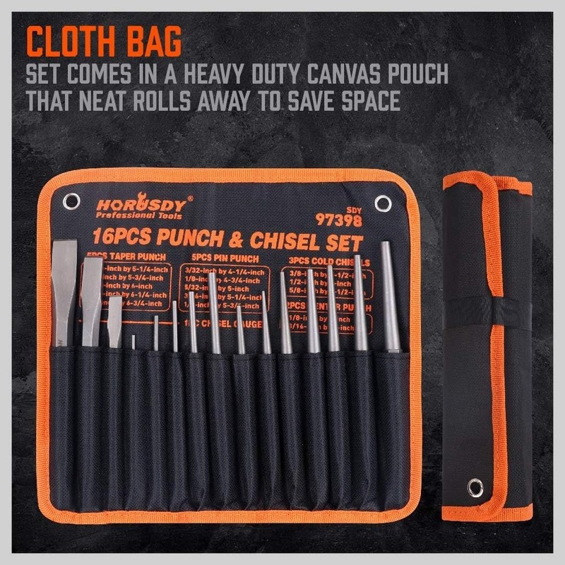 16-Piece Punch and Chisel Set, Including Taper Punch, Cold Chisels, Pin Punch... gallery